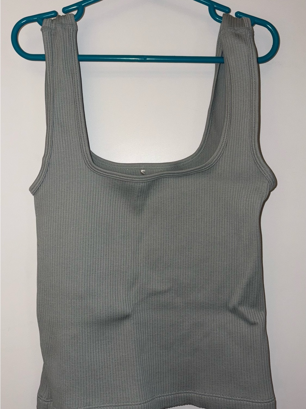 Dynamite Ribbed Square Neck Tank Top - minty grey